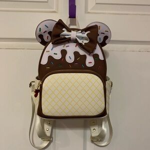 New Disney Loungefly Minnie Mouse Sundae Backpack Purse